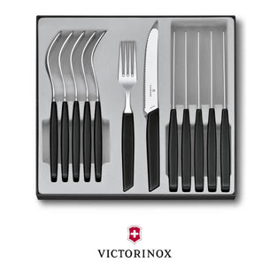 Victorinox Swiss Modern Table Set (Rounded Knife) 12 Pc Black