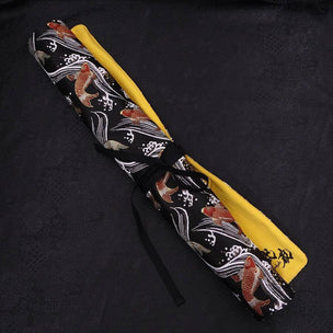 Musashi Knife Roll Koi Black 4 Pockets Handmade